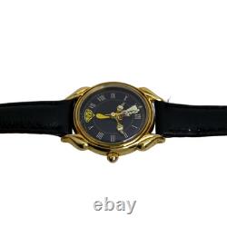 Disney Beauty and the Beast Lumiere Black Dial Ladies Gold Plated Vintage 1990's