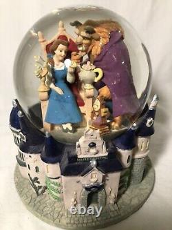 Disney Beauty and the Beast Music Box Snow globe RARE Vintage 1990s Belle