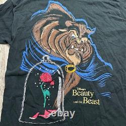 Disney Beauty and the Beast Portrait Rose Vintage Black T-Shirt One Size Fit All