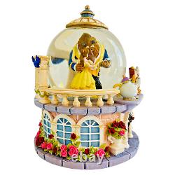 Disney Beauty and the Beast Snow Globe Musical Rose Garden Vintage Original Box