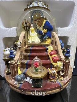 Disney Beauty and the Beast Snow Globe With Light Up Fireplace & Music And Box