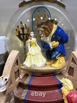 Disney Beauty and the Beast Snow Globe With Light Up Fireplace & Music And Box