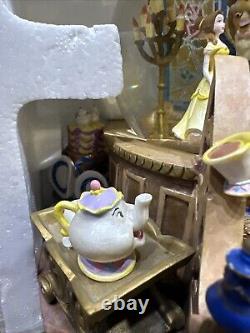 Disney Beauty and the Beast Snow Globe With Light Up Fireplace & Music And Box