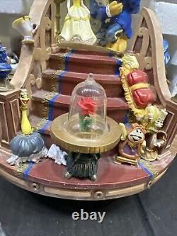 Disney Beauty and the Beast Snow Globe With Light Up Fireplace & Music And Box