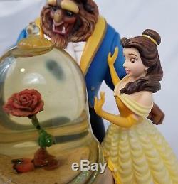 Disney Beauty and the Beast Snowglobe Water Globe Belle Rose Music Box