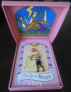 Disney Beauty and the Beast Stained Glass Boxed Set Jumbo Pin LE Princess