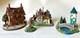 Disney Beauty & the Beast 4pc French Village Cottage, Well, Bridge & Pub. RARE