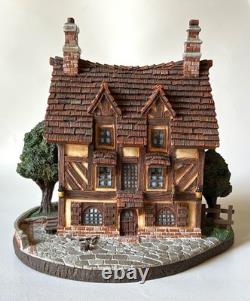 Disney Beauty & the Beast 4pc French Village Cottage, Well, Bridge & Pub. RARE