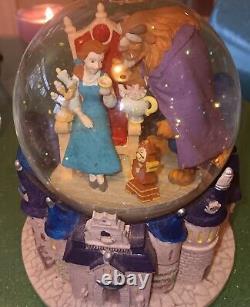 Disney Beauty & the Beast Musical Snow Globe Castle Vintage 1990s Tested Works