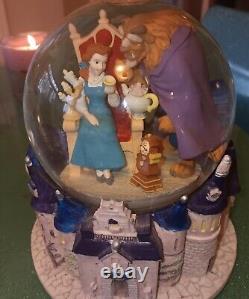 Disney Beauty & the Beast Musical Snow Globe Castle Vintage 1990s Tested Works