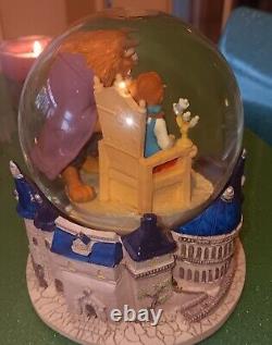 Disney Beauty & the Beast Musical Snow Globe Castle Vintage 1990s Tested Works