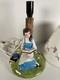 Disney Belle Beauty And The Beast Lamp Schmid 1990 Hand Painted Porcelain Euro