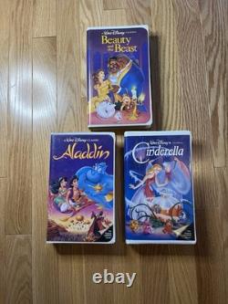 Disney Black Diamond VHS Tapes Bundle (Beauty & The Beast, Aladdin, Cinderella)