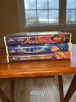 Disney Black Diamond VHS Tapes Bundle (Beauty & The Beast, Aladdin, Cinderella)