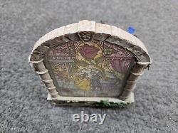 Disney Direct Beauty and the Beast Figurine Arched Stained Glass Window Red Rose