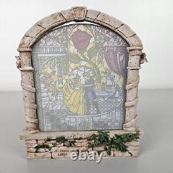 Disney Direct Beauty and the Beast Figurine Arched Stained Glass Window Red Rose
