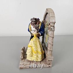 Disney Direct Beauty and the Beast Figurine Arched Stained Glass Window Red Rose