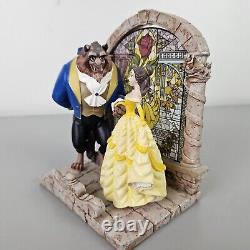 Disney Direct Beauty and the Beast Figurine Arched Stained Glass Window Red Rose