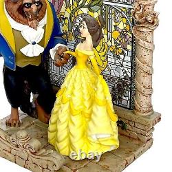 Disney Direct Beauty and the Beast Figurine Arched Stained Glass Window Red Rose