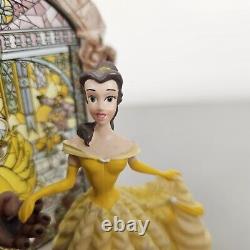 Disney Direct Beauty and the Beast Figurine Arched Stained Glass Window Red Rose