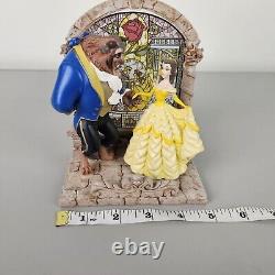 Disney Direct Beauty and the Beast Figurine Arched Stained Glass Window Red Rose