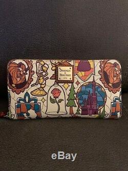 Disney Dooney & Bourke Beauty and The Beast Zip Around Wallet Stained Glass
