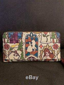 Disney Dooney & Bourke Beauty and The Beast Zip Around Wallet Stained Glass