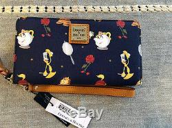 Disney Dooney & and Bourke Beauty the Beast Wristlet Wallet Lumiere Cogsworth