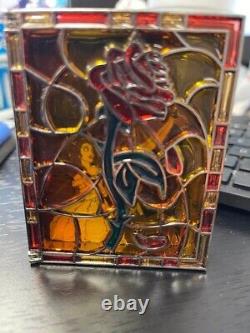 Disney Jumbo Storybook Stained Glass Beauty & The Beast Rose Pin