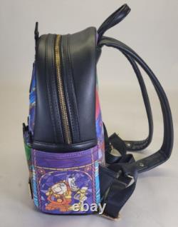 Disney Loungefly Beauty And The Beast Backpack Purse Wallet Set Stained Glass