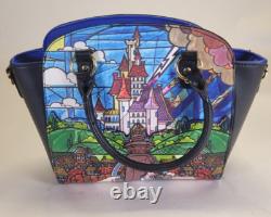Disney Loungefly Beauty And The Beast Backpack Purse Wallet Set Stained Glass