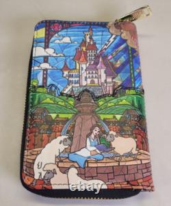 Disney Loungefly Beauty And The Beast Backpack Purse Wallet Set Stained Glass