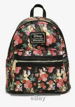 Disney Loungefly Beauty & The Beast BELLE Black Roses Mini Backpack Bag NEW