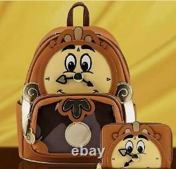 Disney Loungefly LA Con Beauty & Beast Cogsworth Cosplay Mini Backpack & Wallet