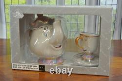 Disney Mrs Potts Tea Pot with Chip Tea Cup & Saucer Beauty and the Beast NEW