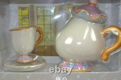 Disney Mrs Potts Tea Pot with Chip Tea Cup & Saucer Beauty and the Beast NEW