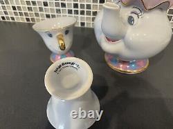 Disney Mrs. Potts Teapot & 2 Chips Tea Cup Set beauty and the Beast Tableware