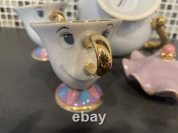 Disney Mrs. Potts Teapot & 2 Chips Tea Cup Set beauty and the Beast Tableware