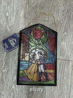 Disney Parks 2021 Beauty And The Beast Stained Window Glass Home Wall Decor New