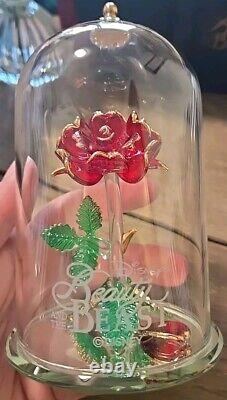 Disney Parks Arribas Brothers Beauty & The Beast Enchanted Rose 5.5 Glass Dome