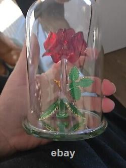 Disney Parks Arribas Brothers Beauty & The Beast Enchanted Rose 5.5 Glass Dome