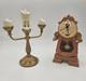 Disney Parks Beauty & The Beast Cogsworth Clock Lumiere Light Up Figure Set NEW