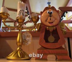 Disney Parks Beauty & The Beast Cogsworth Clock Lumiere Light Up Figure Set NEW