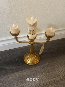 Disney Parks Beauty & The Beast Cogsworth Clock Lumiere Light Up Figure Set NEW