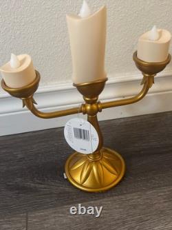 Disney Parks Beauty & The Beast Cogsworth Clock Lumiere Light Up Figure Set NEW