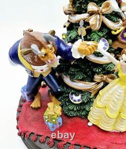 Disney Parks Beauty and the Beast Christmas Tree Figurine 8 Lights Working Box