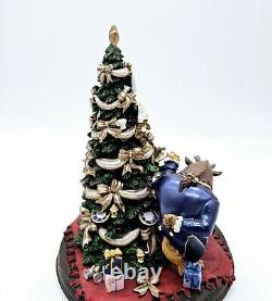 Disney Parks Beauty and the Beast Christmas Tree Figurine 8 Lights Working Box