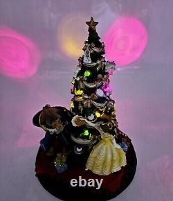 Disney Parks Beauty and the Beast Christmas Tree Figurine 8 Lights Working Box
