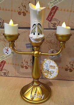 Disney Parks Beauty and the Beast Cogsworth Clock & Lumiere LED Light Up Figure
