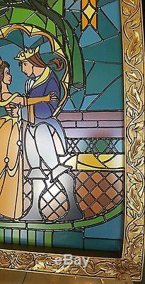 Disney Parks Beauty and the Beast Stained Glass Window Fantasyland Wall Art NEW